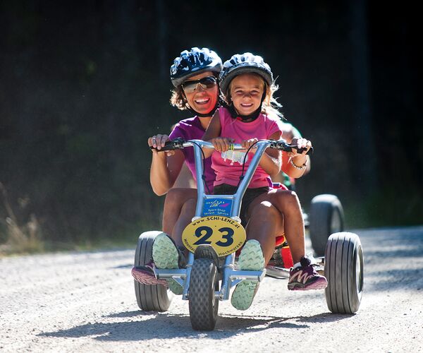 Im Sommer kann man die 7km Naturrodelbahn mit dem Gokart befahren - ein Abenteuer für die ganze Familie